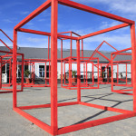 Sculptural installation of red cubes for the First Cape Town Art Fair, South Africa.