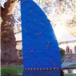 Wood sculpture in blue