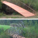 Sculptural bridge of mild steel and wood for a private client in Grabouw, South Africa.