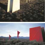 Installed a line of flags that gradually changed from red to white with a small viewers house at both ends, which displayed a poem. This artwork was showing the development of the Afrikaans language over 100 years. The work was installed at the Klein Karoo National Arts Festival, Oudtshoorn, South Africa.
