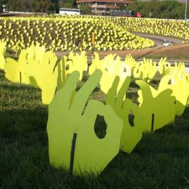 Installation of 20 000 yellow hands for the FIFA Soccer World Cup 2010. Gillooly’s Interchange, Johannesburg, South Africa.